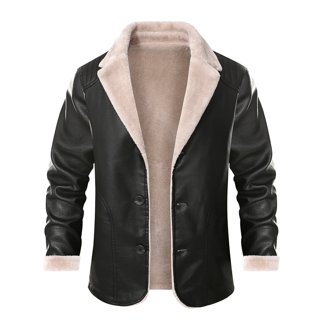 Herren schicke Lederjacke mit warmem Innenfutter und elegantem Kragen Aliams
