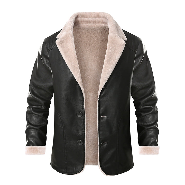 Herren schicke Lederjacke mit warmem Innenfutter und elegantem Kragen Aliams