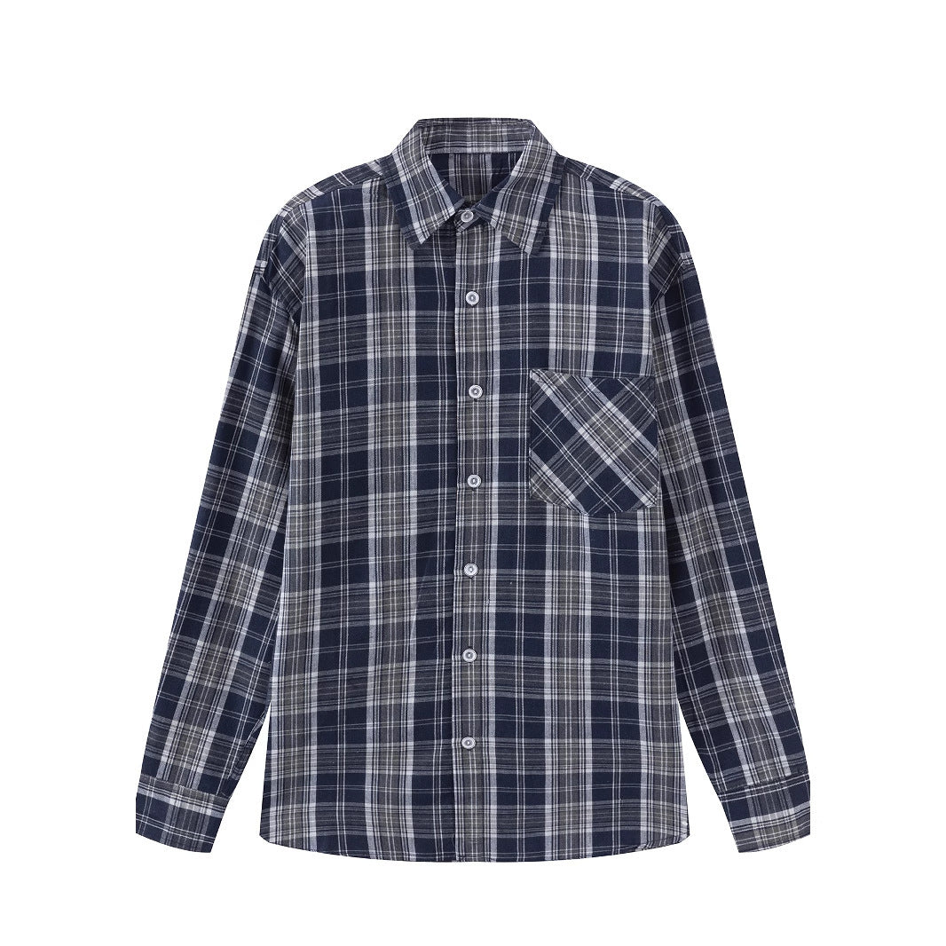 Herren kariertes Langarmhemd mit praktischer Brusttasche Aliams