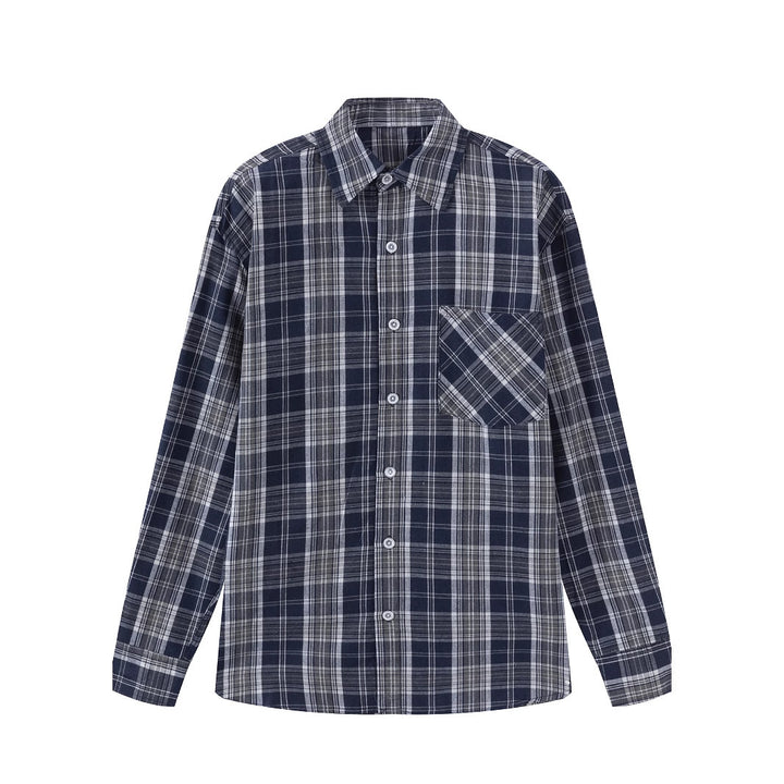 Herren kariertes Langarmhemd mit praktischer Brusttasche Aliams