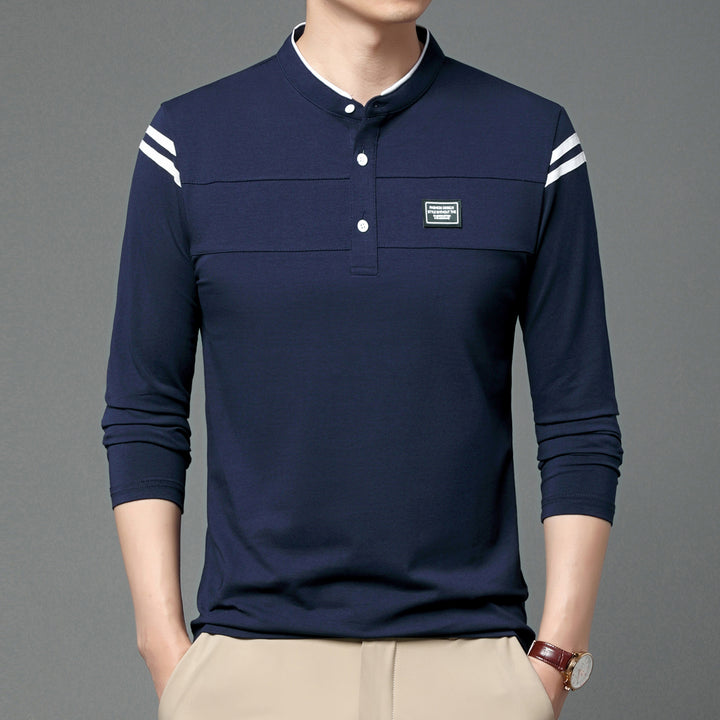 Herren Elegantes Langarm Polohemd mit modernem Kragen Aliams