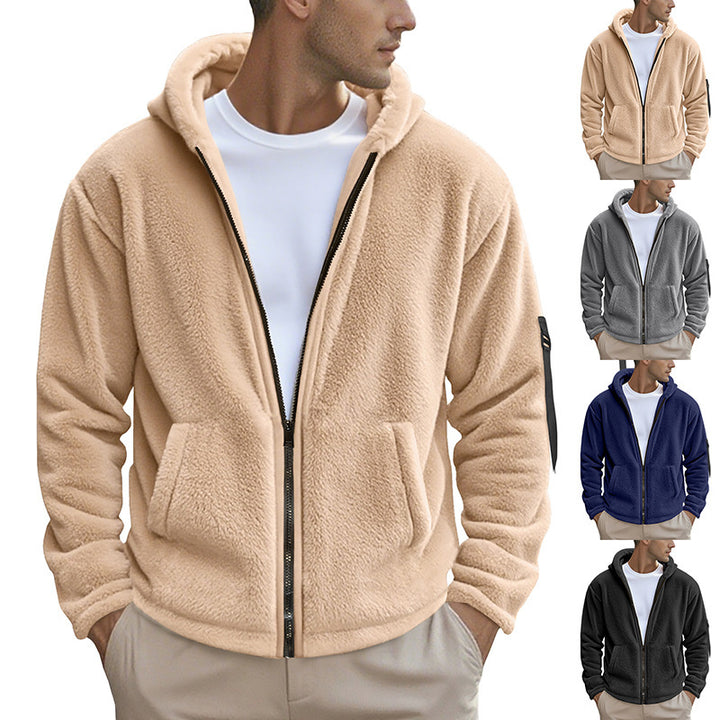 Herren Fleecejacke mit praktischem Reißverschluss und Kapuze Aliams