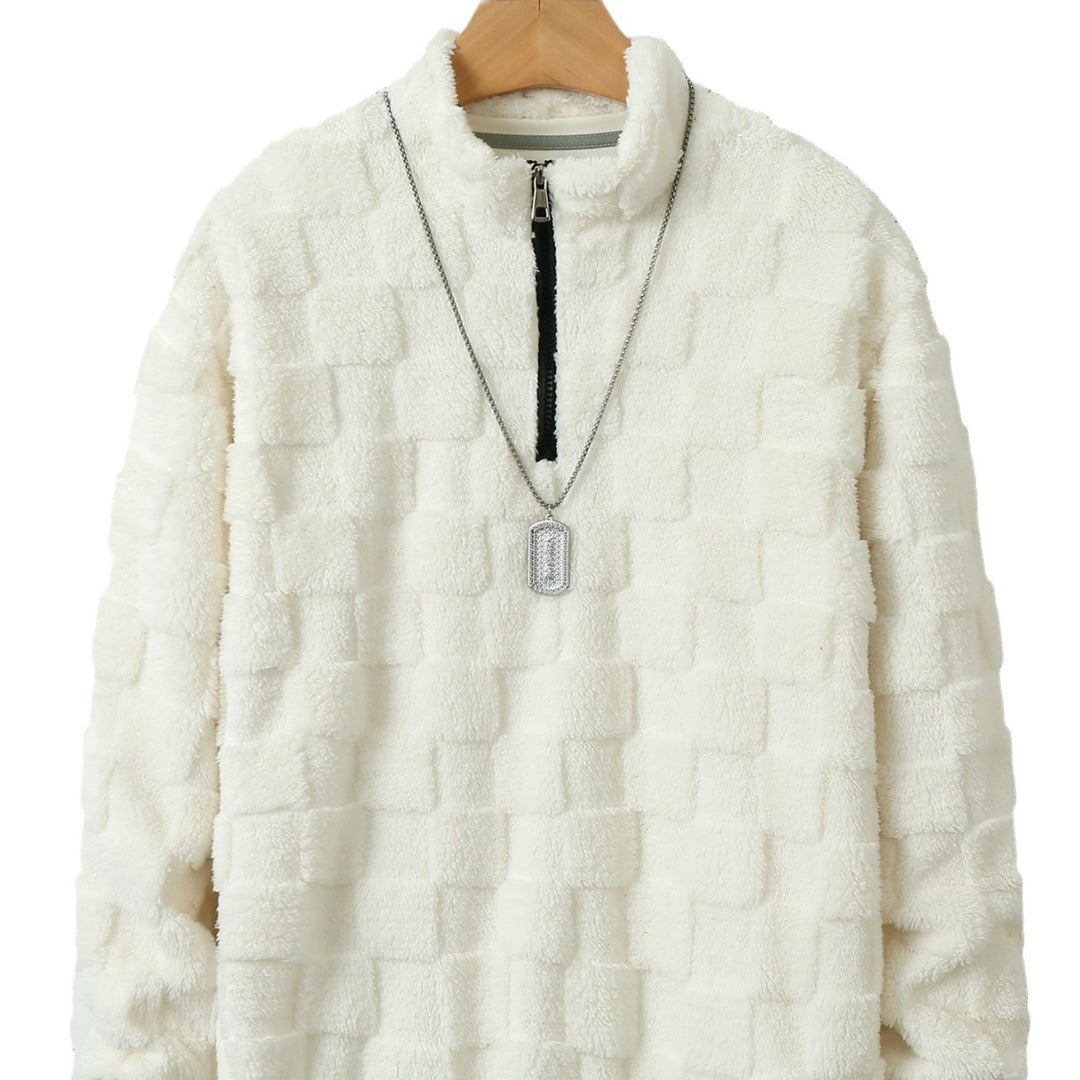 Herren Pullover mit modernem Reißverschluss und samtiger Struktur Aliams