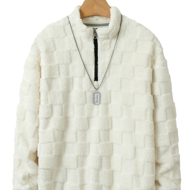 Herren Pullover mit modernem Reißverschluss und samtiger Struktur Aliams