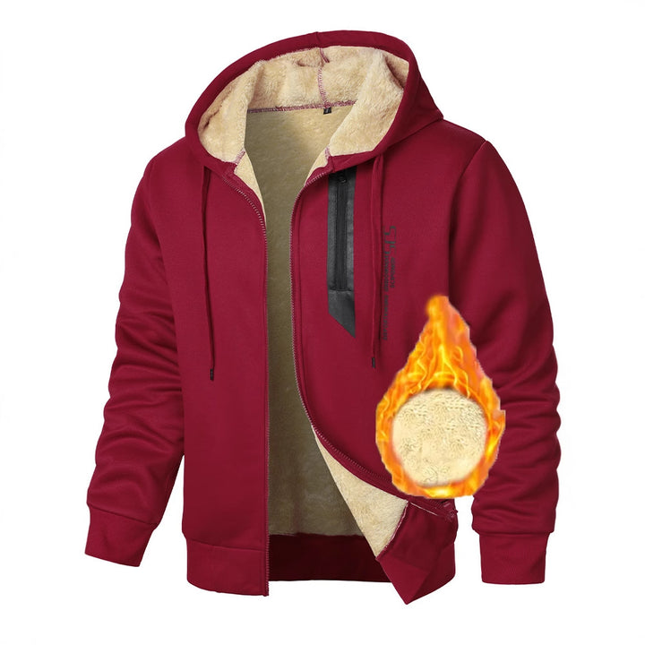 Herren Fleece-Kapuzenjacke mit wärmendem Innenfutter und praktischen Reißverschlusstaschen Aliams