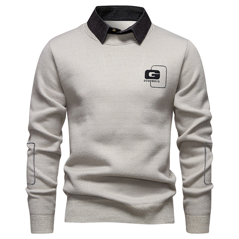 Herren eleganter Pullover mit Kragen und feinem Strickmuster Aliams