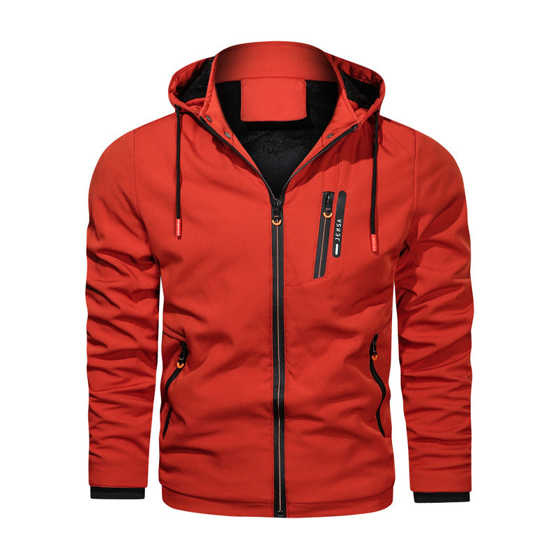 Herren sportliche Funktionsjacke mit verstellbarer Kapuze und atmungsaktivem Material Aliams
