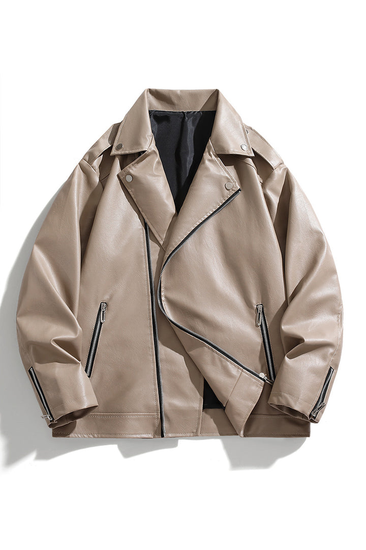 Herren elegante Bikerjacke aus Kunstleder Aliams