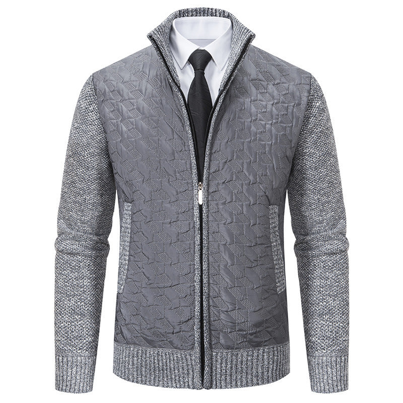 Herren elegante Hybridjacke mit Steppdesign und raffinierten Strickärmeln Aliams