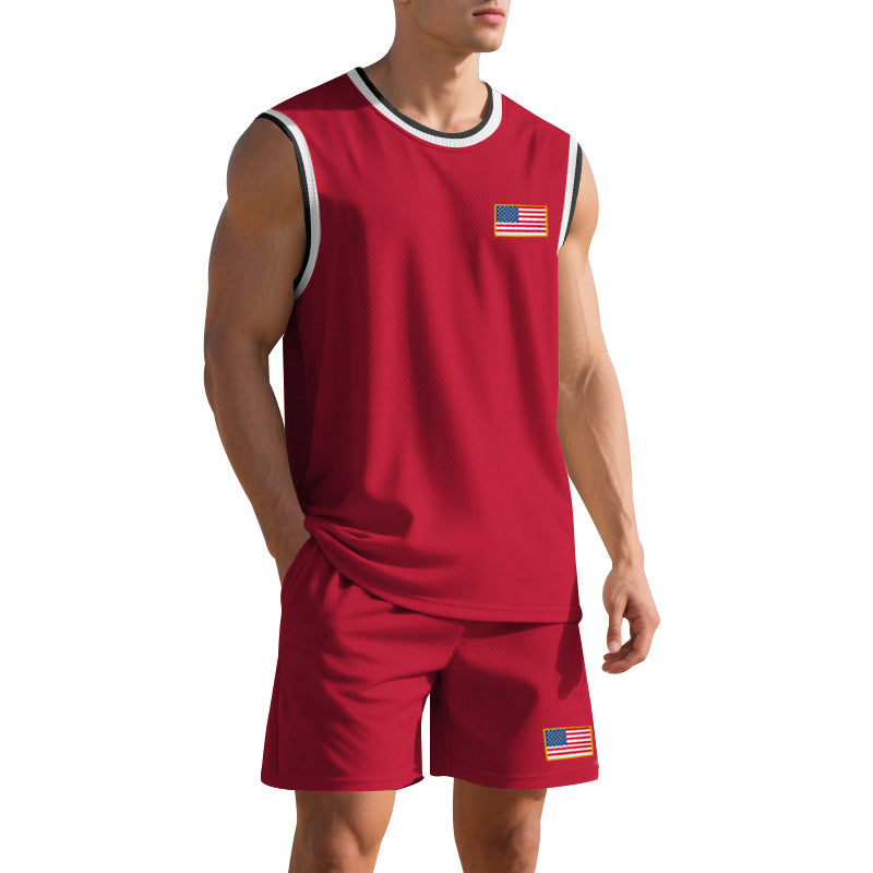 Herren Sportliches Trainingsset mit atmungsaktivem Mesh-Gewebe und modernen Flaggen-Details Aliams