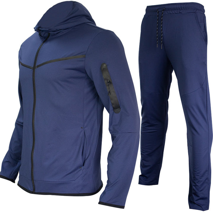 Herren Atmungsaktives Freizeit-Outdoor-Set mit Kapuzenjacke und Jogginghose Aliams