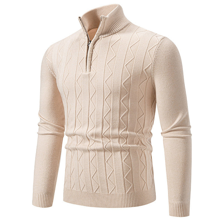 Herren eleganter Rollkragenpullover mit Zopfmuster und hohem Kragen Aliams