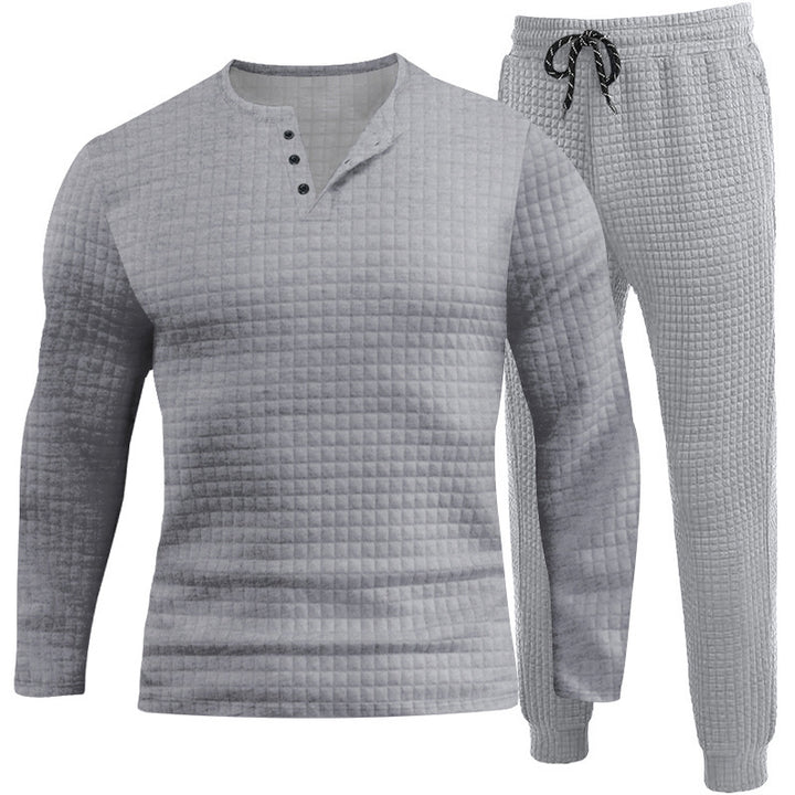 Herren Dreiteiliges Set mit strukturiertem Langarmshirt und Jogginghose Aliams