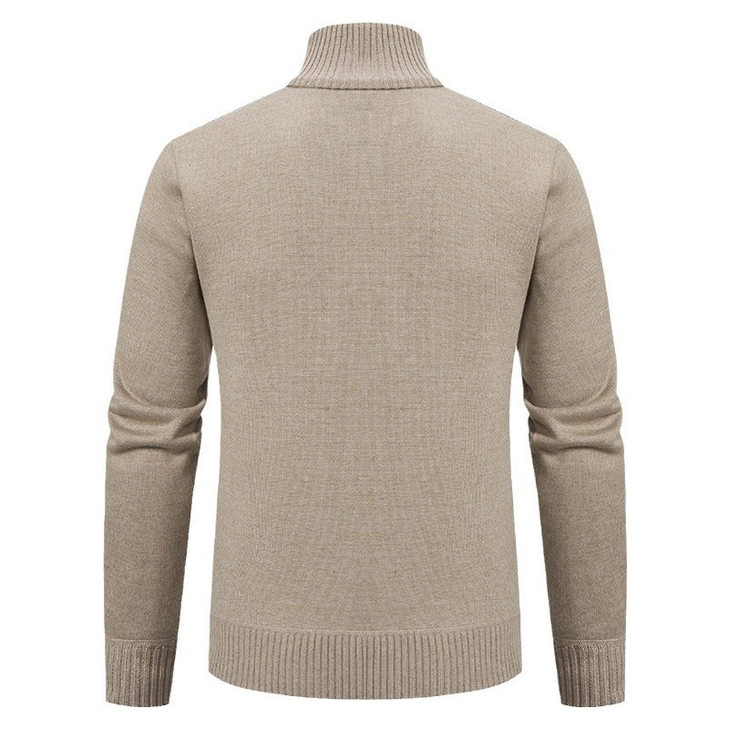 Herren Strickjacke mit modernem Zopfmuster und hohem Stehkragen Aliams
