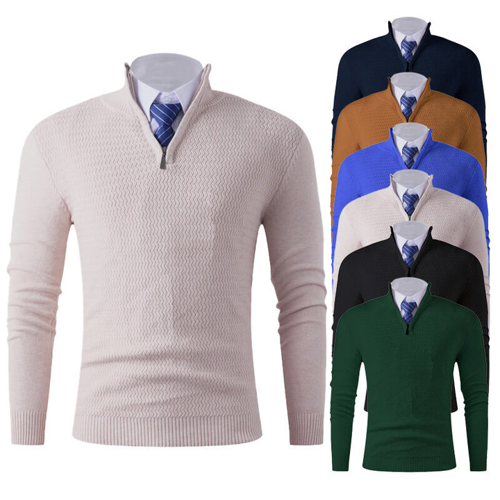 Herren Strickpullover mit modernem Stehkragen und strukturiertem Design Aliams