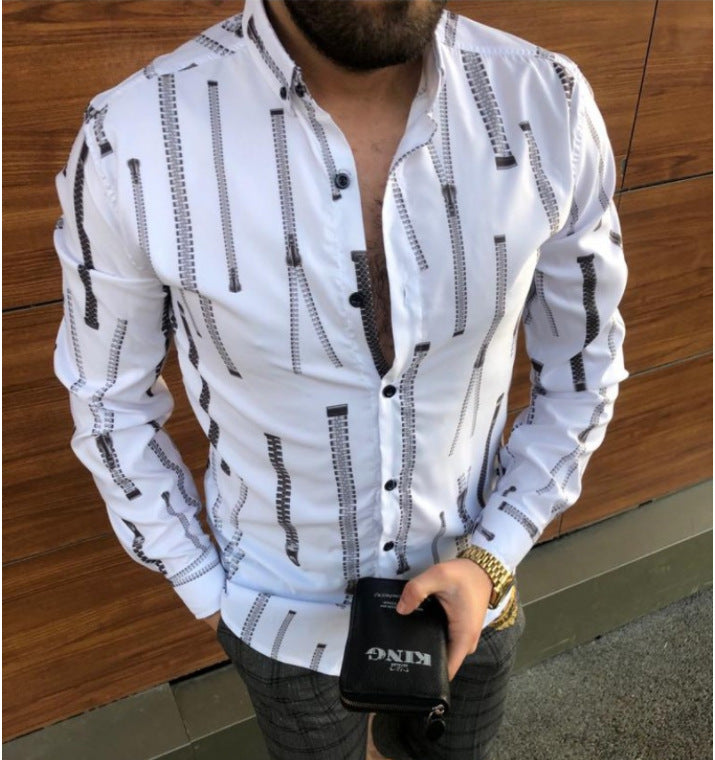 Herren Hemd mit modernem geometrischem Muster und tailliertem Schnitt Aliams