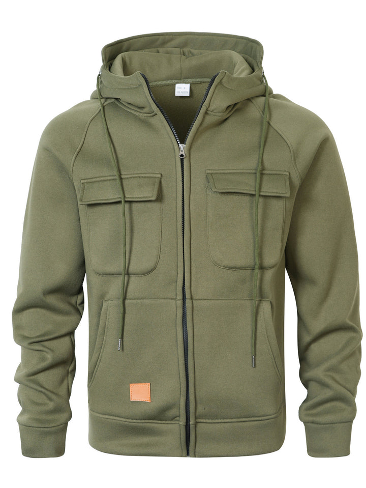 Herren lässige Kapuzenjacke mit zwei praktischen Brusttaschen Aliams