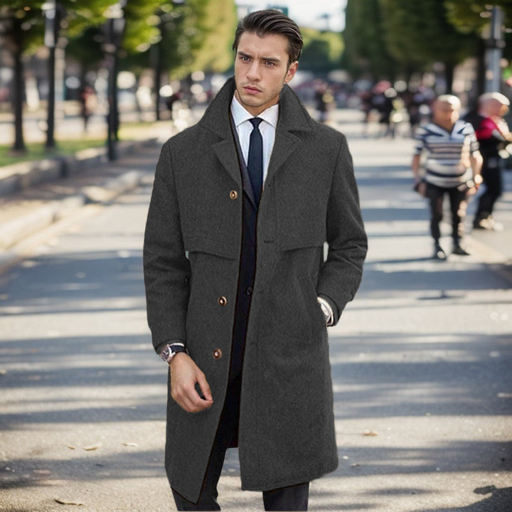 Herren eleganter Wollmantel mit doppelter Knopfleiste und modernem Design Aliams