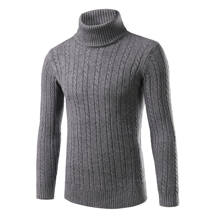 Herren stilvoller Rollkragenpullover mit Zopfmuster Aliams