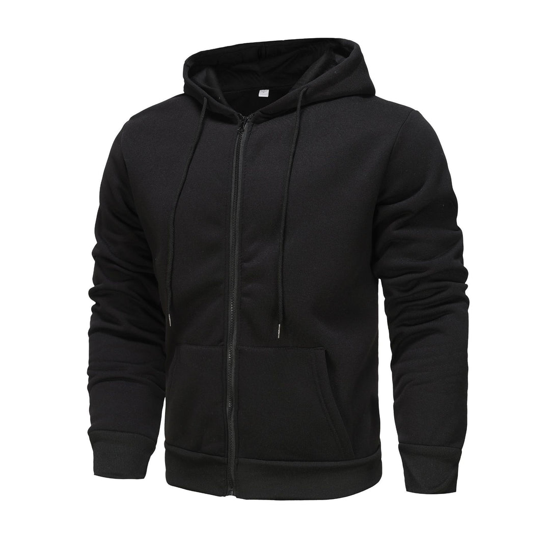 Herren Zip-Hoodie mit Kontrastfarbe und Kängurutasche Aliams