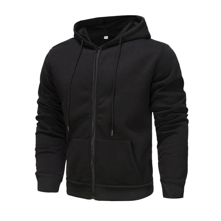Herren Zip-Hoodie mit Kontrastfarbe und Kängurutasche Aliams