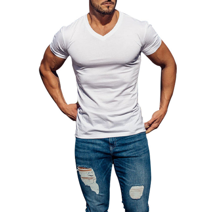Herren V-Ausschnitt T-Shirt aus weichem Baumwollmix Aliams