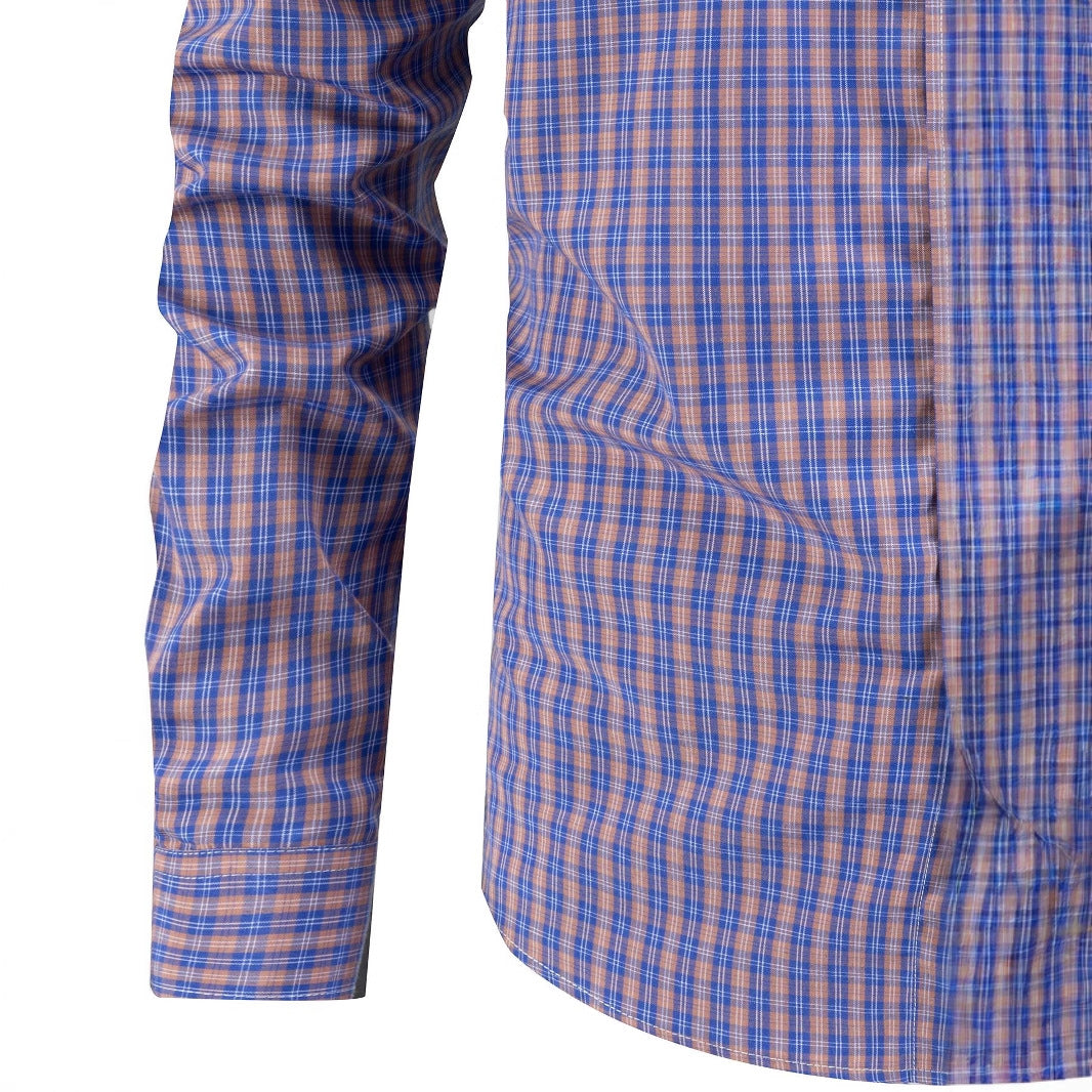 Herren elegantes kariertes Langarmhemd mit Brusttasche Aliams