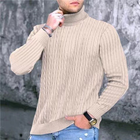 Herren Strickpullover mit modernem Rippmuster und hohem Kragen Aliams