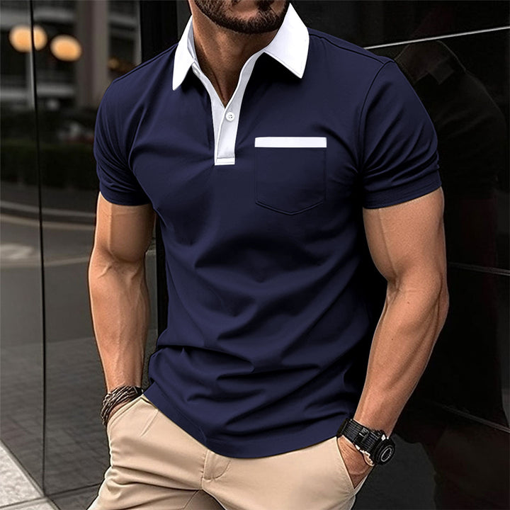 Herren Poloshirt mit modernem Kontrastkragen und praktischer Brusttasche Aliams