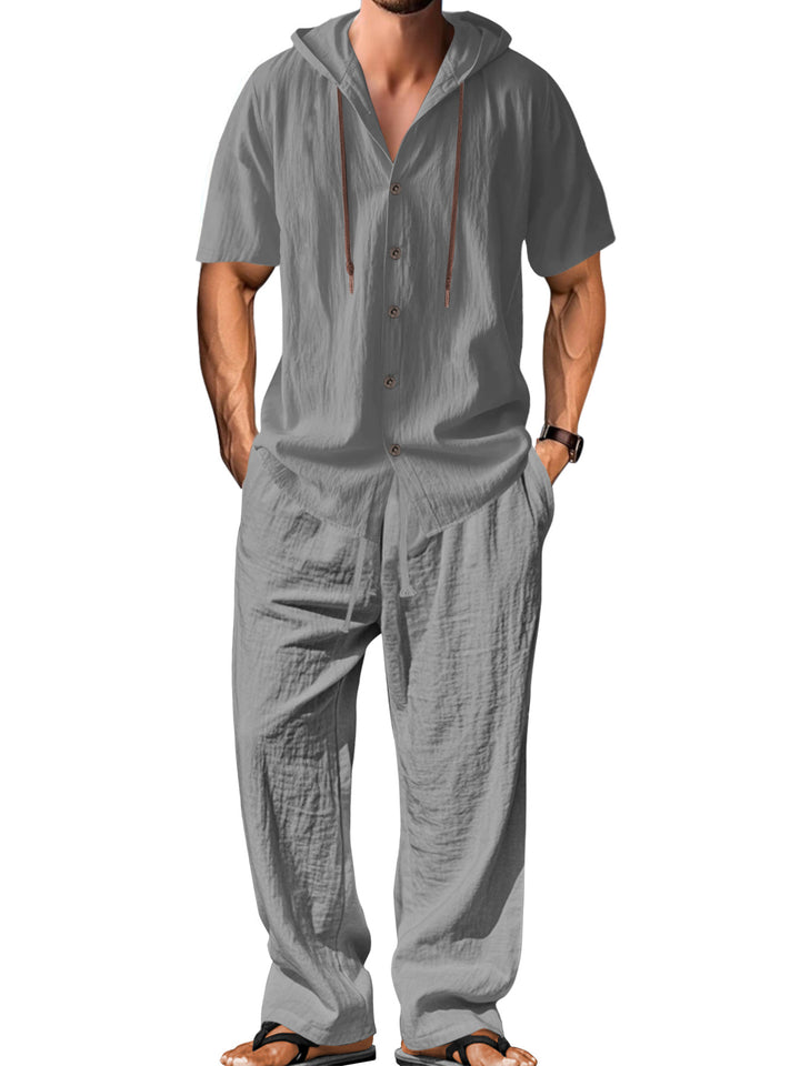 Herren Freizeitanzug mit kurzärmliger Kapuze und entspannter Passform Aliams