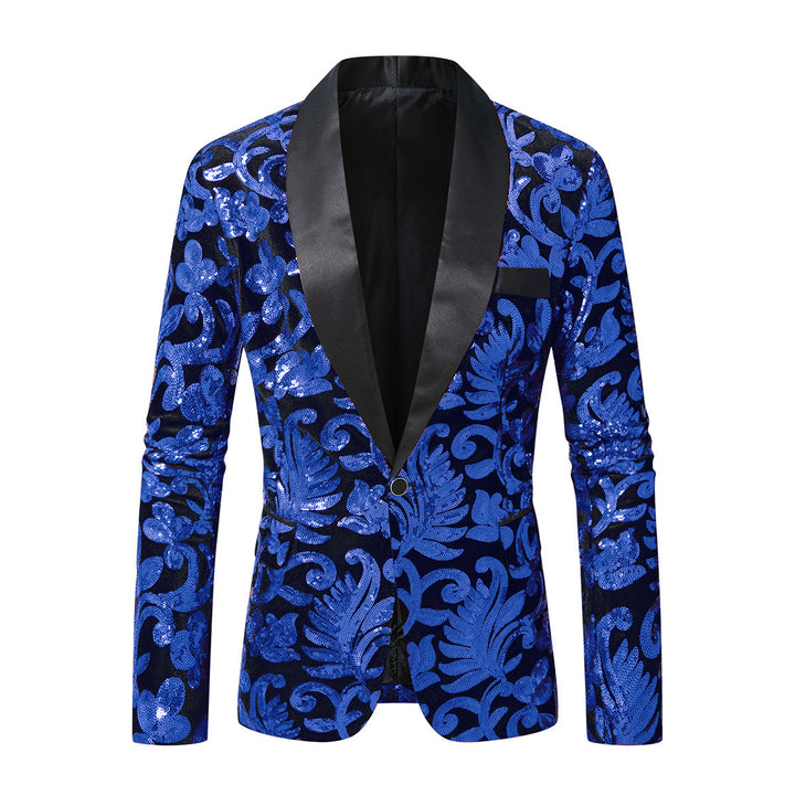 Herren Glitzernder Paillettenblazer mit floralem Design Aliams