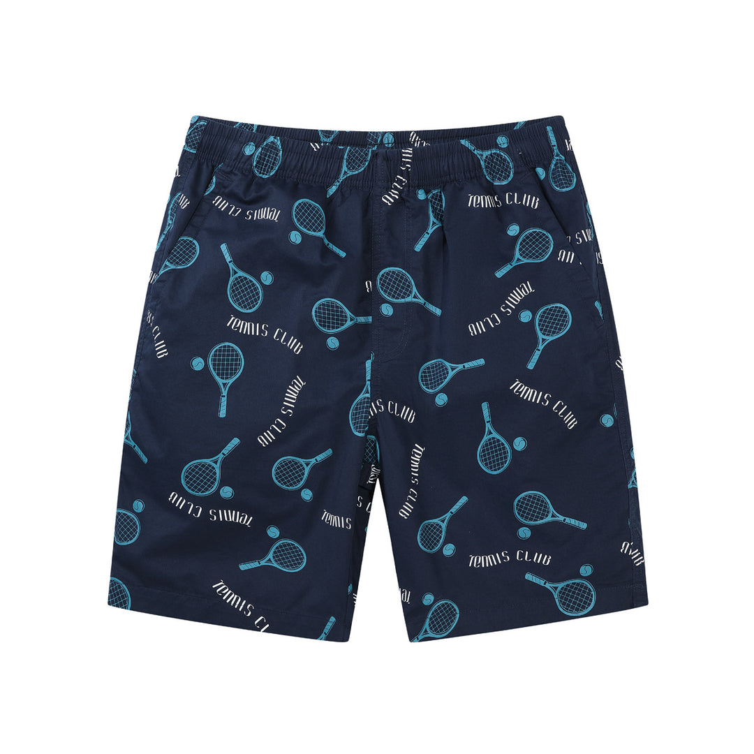 Herren Badeshorts mit Tennis-Motiv und elastischem Bund Aliams