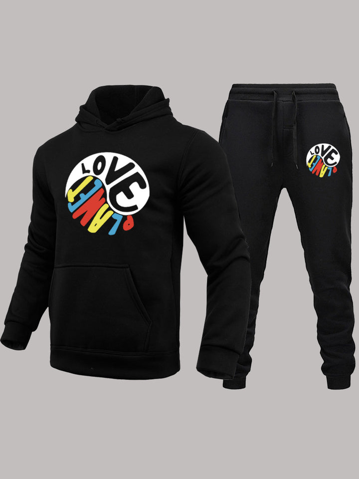 Herren Hoodie und Jogginghose Set mit kreativem Print Aliams