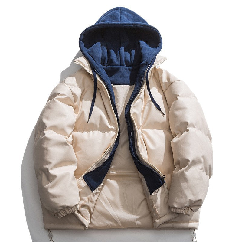 Herren hochwertige gesteppte Daunenjacke mit abnehmbarer Kapuze Aliams