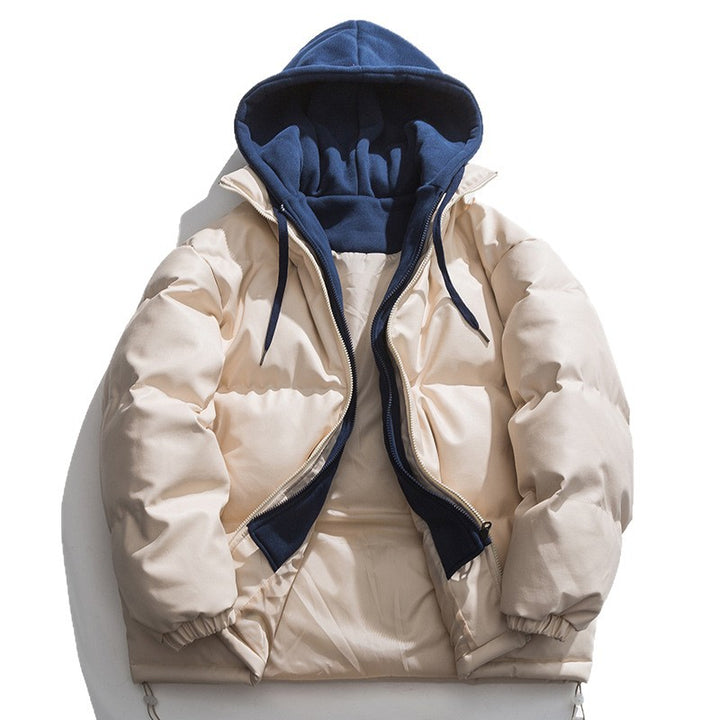 Herren hochwertige gesteppte Daunenjacke mit abnehmbarer Kapuze Aliams