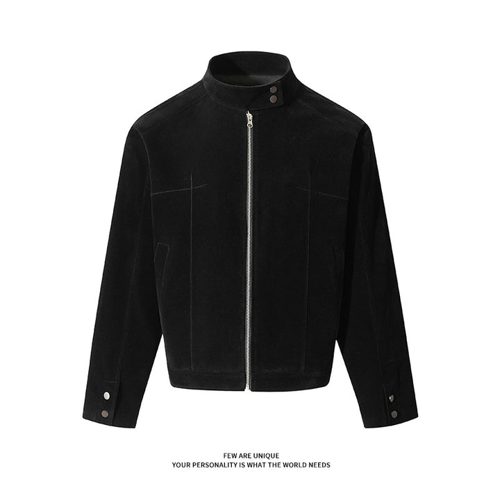 Herren Freizeitjacke aus weichem Kunstleder mit praktischem Kragen und Reißverschluss Aliams