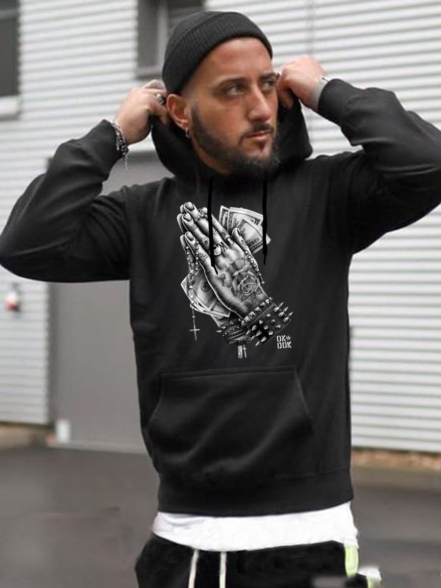 Herren Hoodie mit kreativem grafischen Druck Aliams