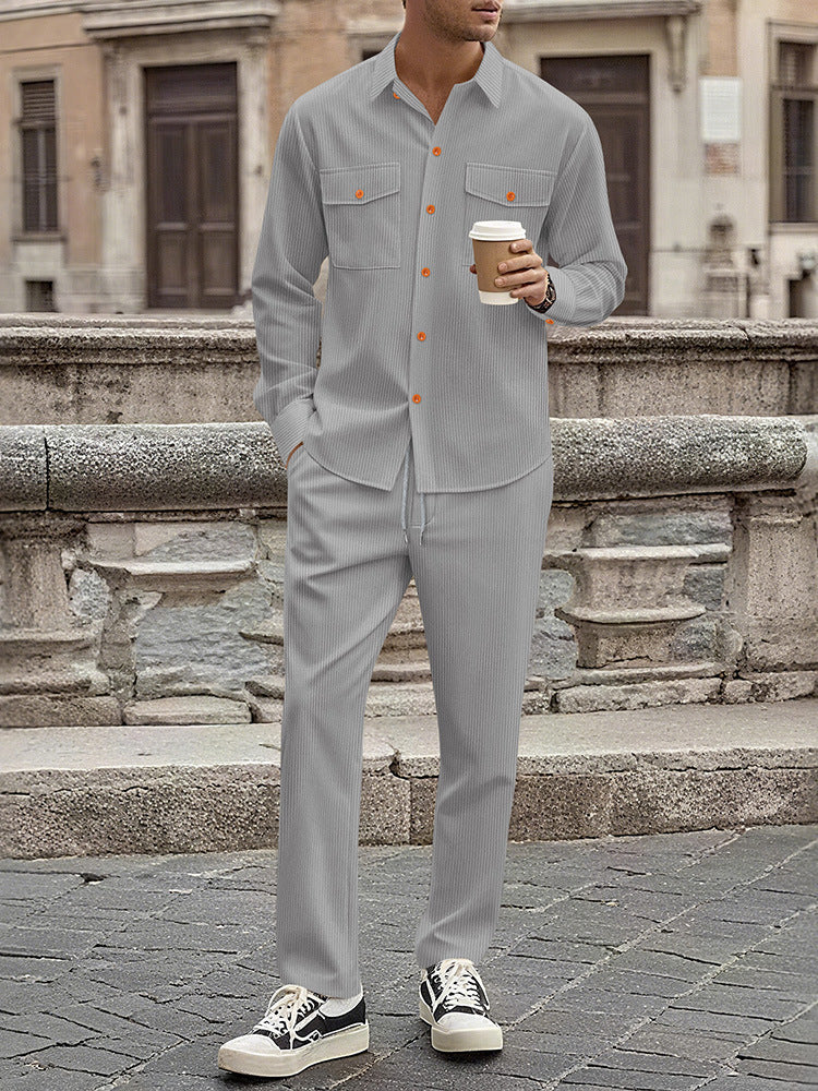 Herren gestreiftes Freizeit-Anzugset mit modischen Details Aliams