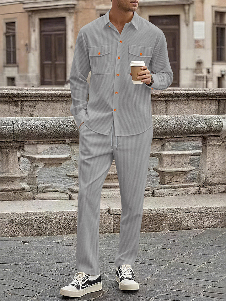 Herren gestreiftes Freizeit-Anzugset mit modischen Details Aliams