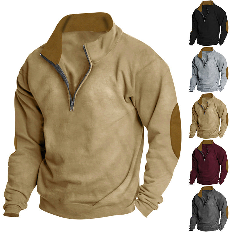 Herren Pullover mit hoher Kragen und Zip-Verschluss Aliams
