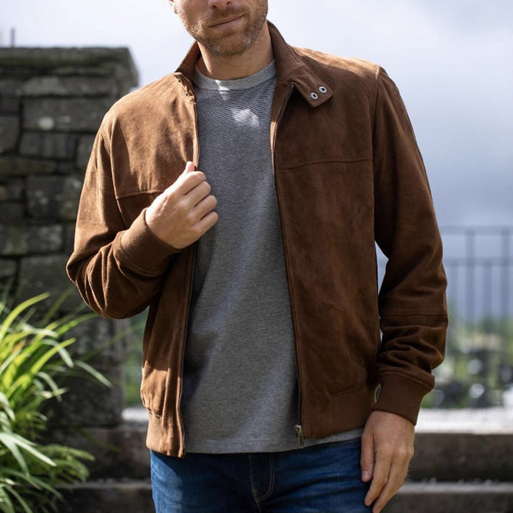Herren hochwertige Wildlederjacke im modernen Schnitt Aliams