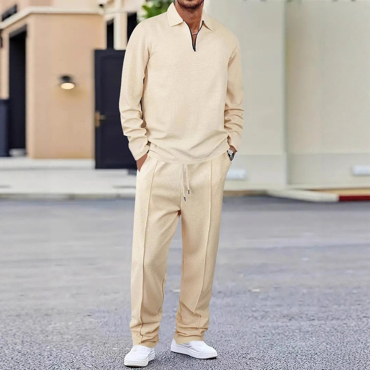 Herren Sportliches Relaxed-Fit Freizeitset mit Stehkragen Aliams