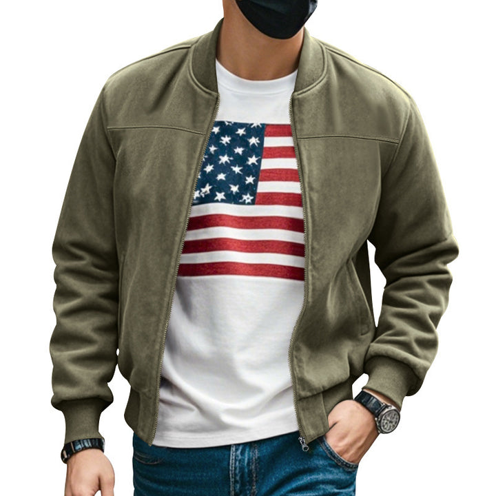 Herren gemütliche Collegejacke mit Reißverschluss Aliams