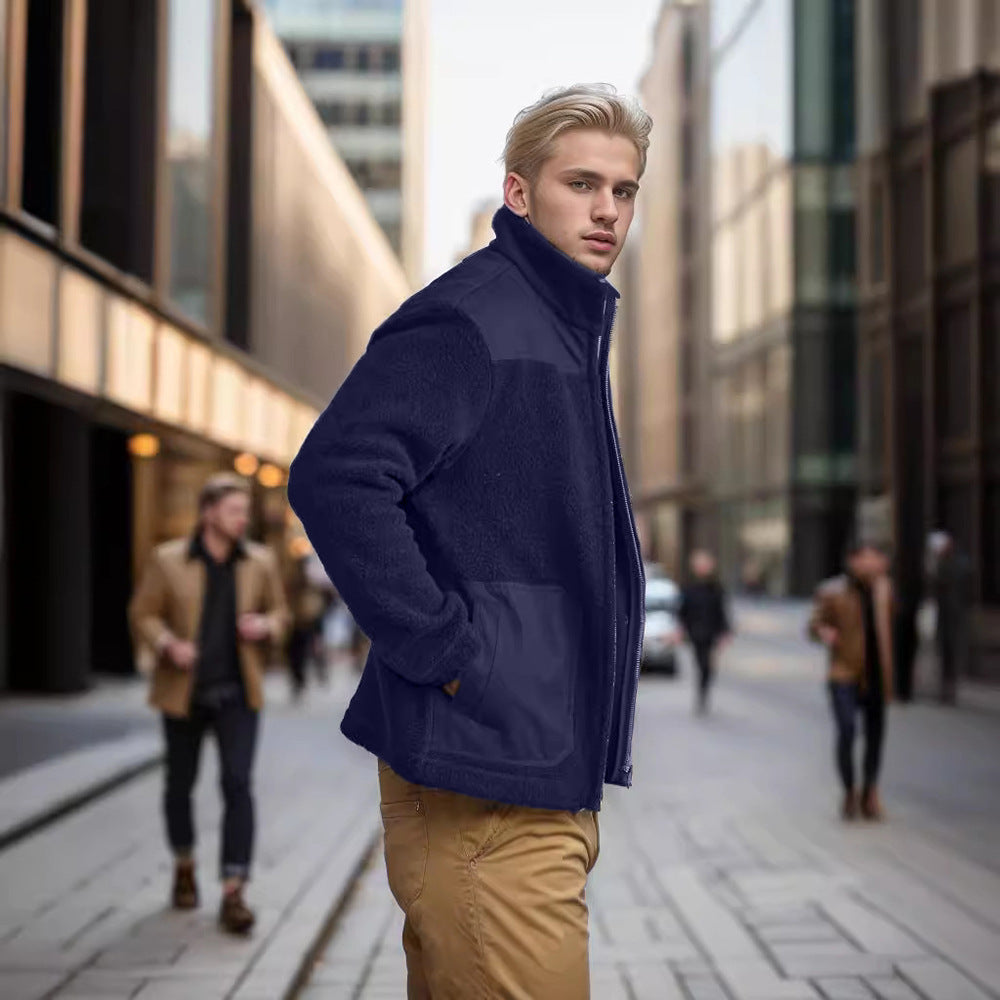 Herren bequeme Fleecejacke mit stylischen Details und praktischen Taschen Aliams