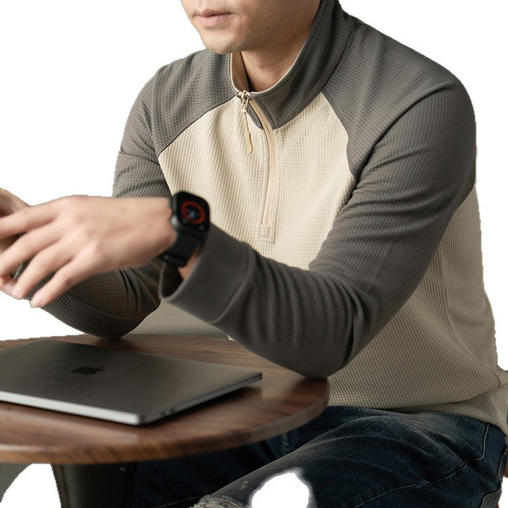 Herren funktionales Langarmshirt mit hohem Kragen und innovativer Reißverschlussöffnung Aliams