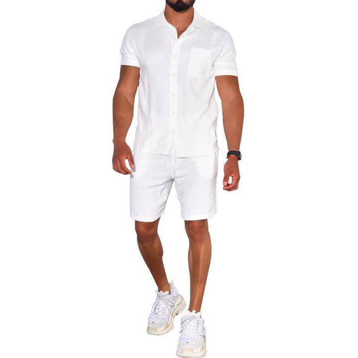 Herren modernes Freizeit-Set aus kurzärmligem Hemd und Shorts Aliams