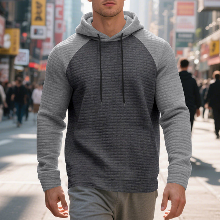Herren Kapuzenpullover mit strukturiertem Stoff und farblich abgesetzten Ärmeln Aliams