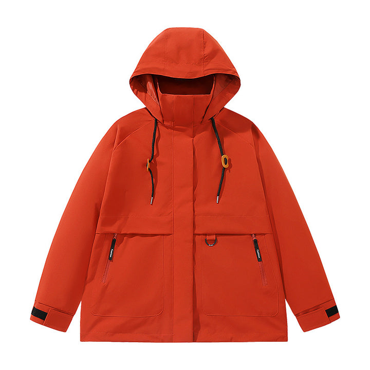 Herren funktionale Freizeitjacke mit verstellbarem Kapuzenkragen und großen Taschen Aliams