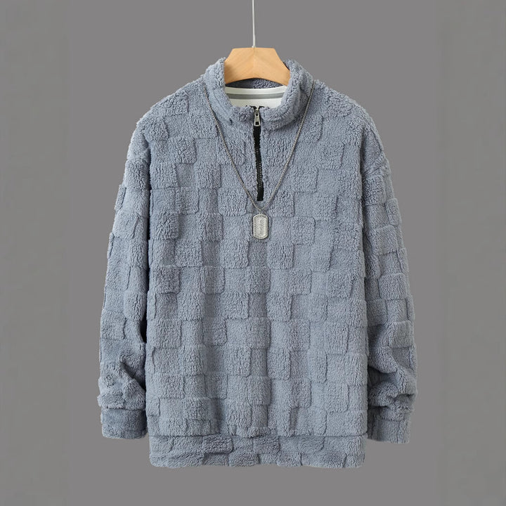 Herren Fleece-Pullover mit durchgehendem Reißverschluss und strukturiertem Design Aliams