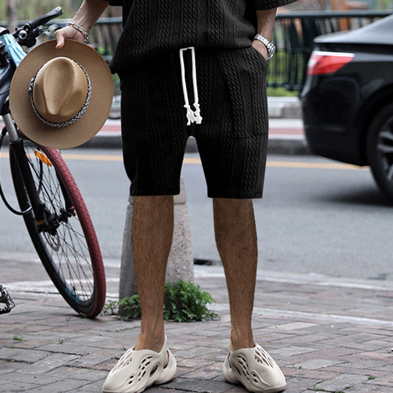 Herren Shorts mit Strukturmuster und elastischem Bund Aliams